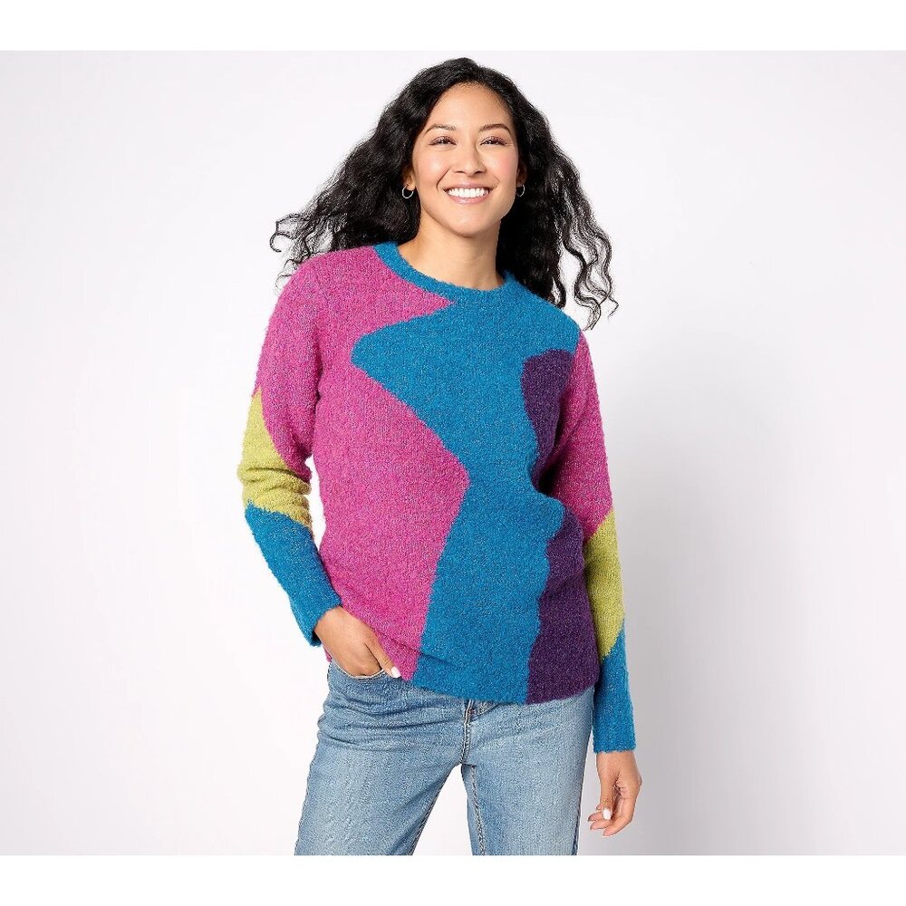 LOGO by Lori Goldstein Crewneck Long Sleeve Sweater Size XL Ocean Depths NEW